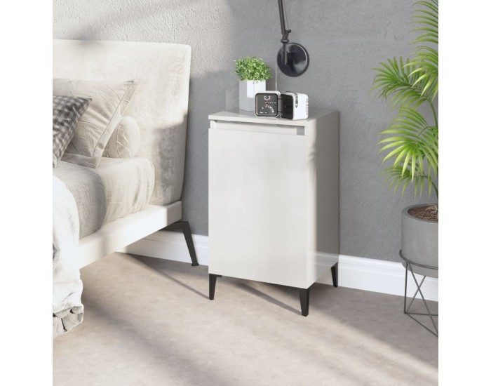 Sonata H Нощно шкафче, бял гланц, 40x35x70 см, инженерно дърво