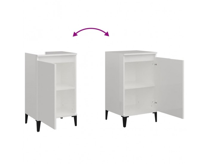 Sonata H Нощно шкафче, бял гланц, 40x35x70 см, инженерно дърво