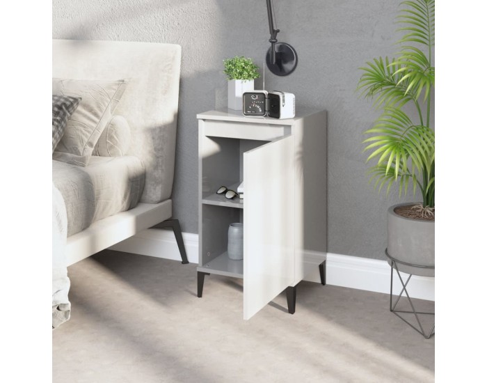 Sonata H Нощно шкафче, бял гланц, 40x35x70 см, инженерно дърво