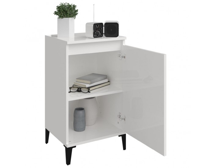 Sonata H Нощно шкафче, бял гланц, 40x35x70 см, инженерно дърво