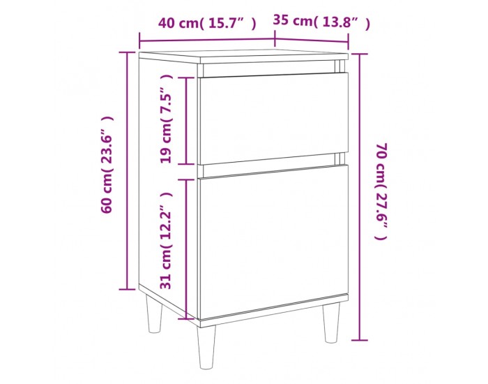 Sonata H Нощно шкафче, сив сонома, 40x35x70 см