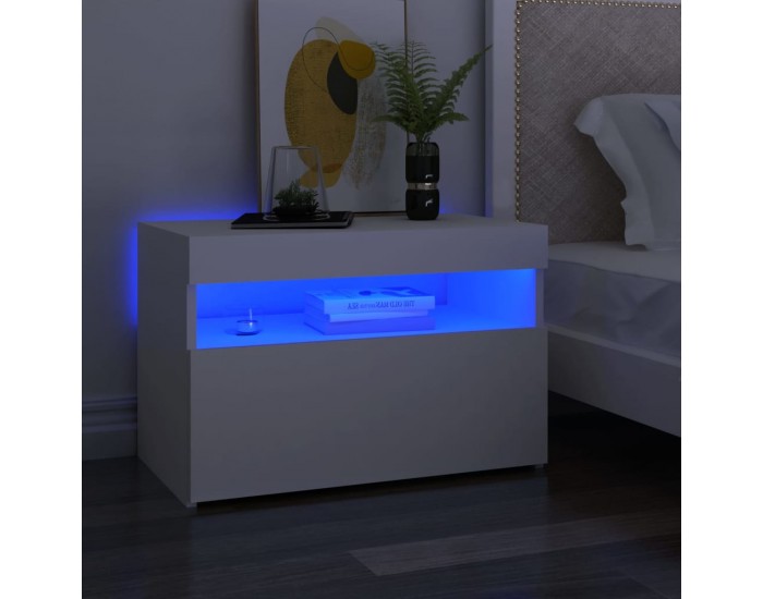 Sonata H Нощно шкафче с LED осветление бяло 60x35x40 см инженерно дърво
