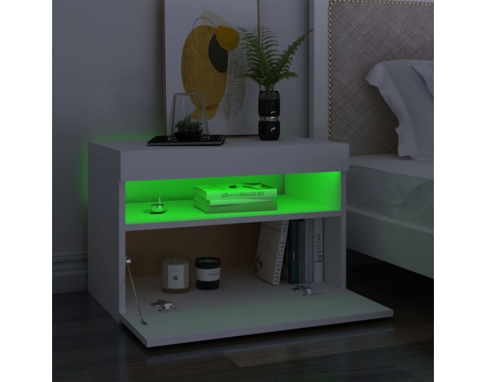 Sonata H Нощно шкафче с LED осветление бяло 60x35x40 см инженерно дърво