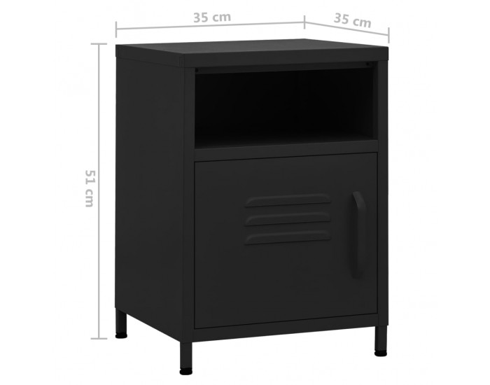 Sonata H Нощни шкафчета, 2 бр, черни, 35х35х51 см, стомана