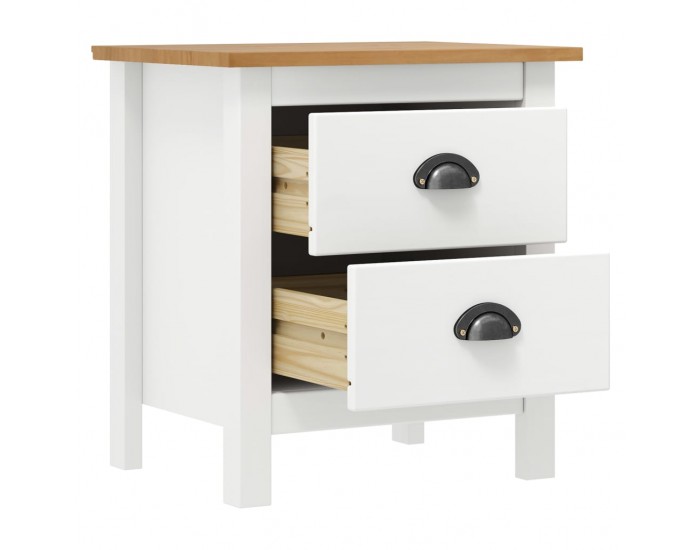 Sonata H Нощно шкафче Hill бяло 46x35x49,5 см борово дърво масив
