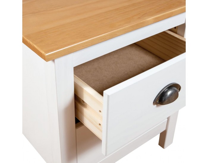 Sonata H Нощно шкафче Hill бяло 46x35x49,5 см борово дърво масив