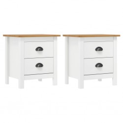 Sonata H Нощни шкафчета Hill 2 бр бели 46x35x49,5 см борово дърво масив - Нощни шкафчета
