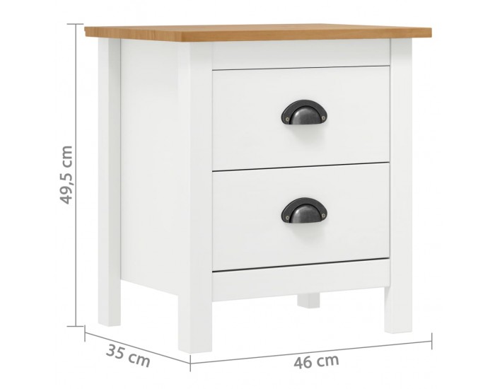 Sonata H Нощни шкафчета Hill 2 бр бели 46x35x49,5 см борово дърво масив
