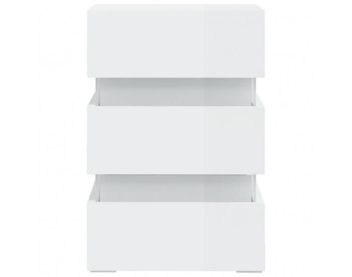 Sonata H Нощно шкафче с LED, бял гланц, 45x35x67 см, инженерно дърво