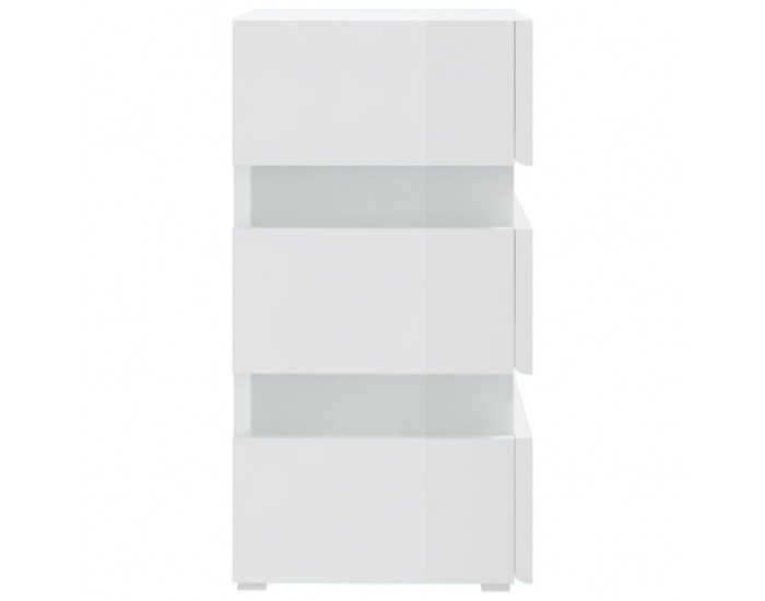 Sonata H Нощно шкафче с LED, бял гланц, 45x35x67 см, инженерно дърво