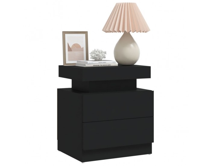 Sonata H Нощно шкафче, черно, 45x35x52 см, инженерно дърво