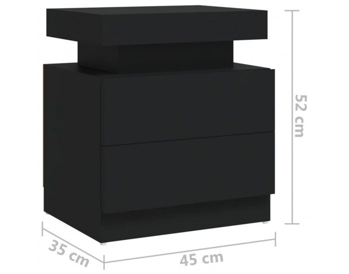 Sonata H Нощно шкафче, черно, 45x35x52 см, инженерно дърво