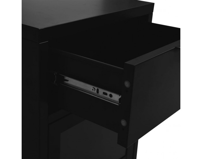 Sonata H Нощно шкафче, черно, 40x30x54,5 см, стомана и стъкло