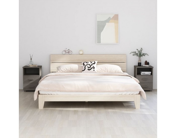 Sonata H Нощни шкафчета HAMAR 2 бр светлосиви 40x35x62 см бор масив