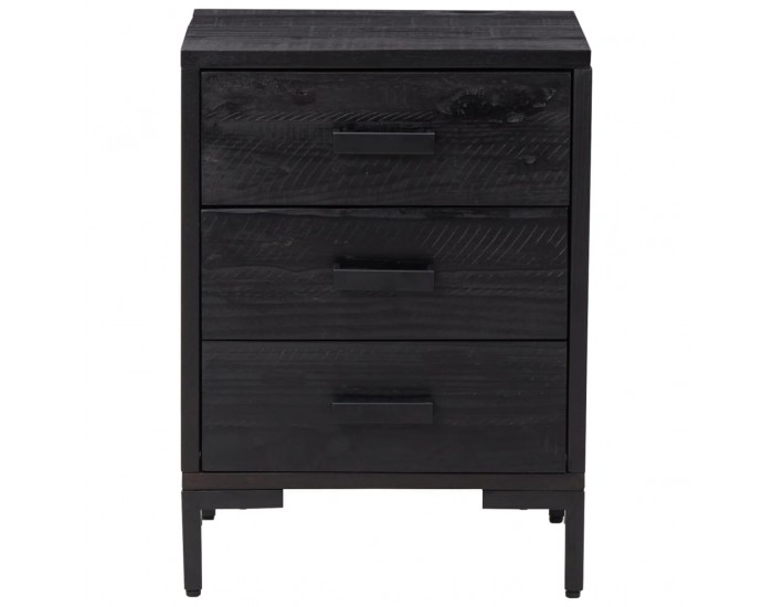 Sonata H Нощно шкафче, черно, 40x30x55 см, бор масив