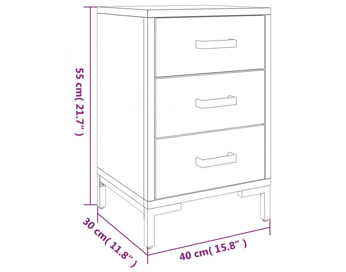 Sonata H Нощно шкафче, черно, 40x30x55 см, бор масив