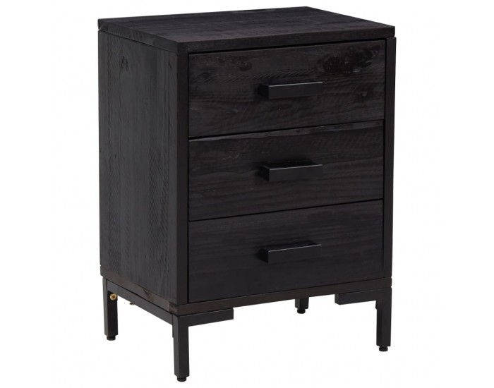 Sonata H Нощно шкафче, черно, 40x30x55 см, бор масив