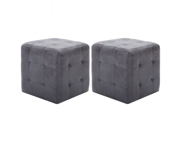 Sonata H Нощни шкафчета, 2 бр, сиви, 30x30x30 см, изкуствен велур