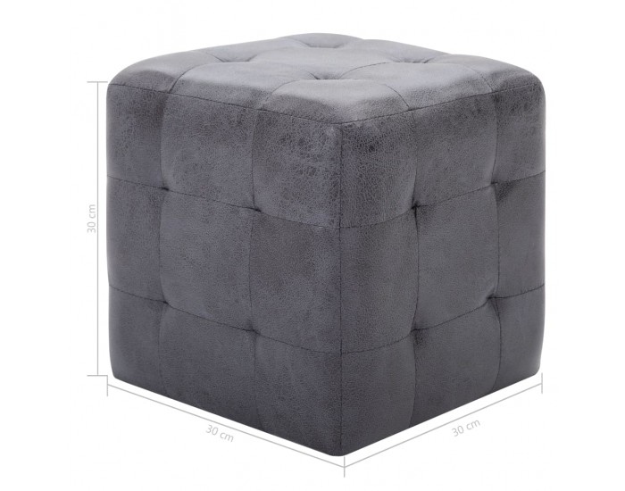 Sonata H Нощни шкафчета, 2 бр, сиви, 30x30x30 см, изкуствен велур