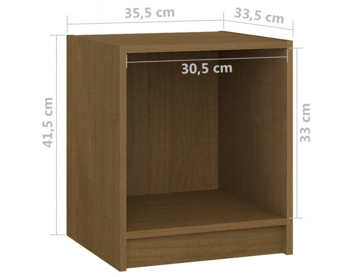 Sonata H Нощни шкафчета 2 бр меденокафяви 35,5x33,5x41,5 см бор масив