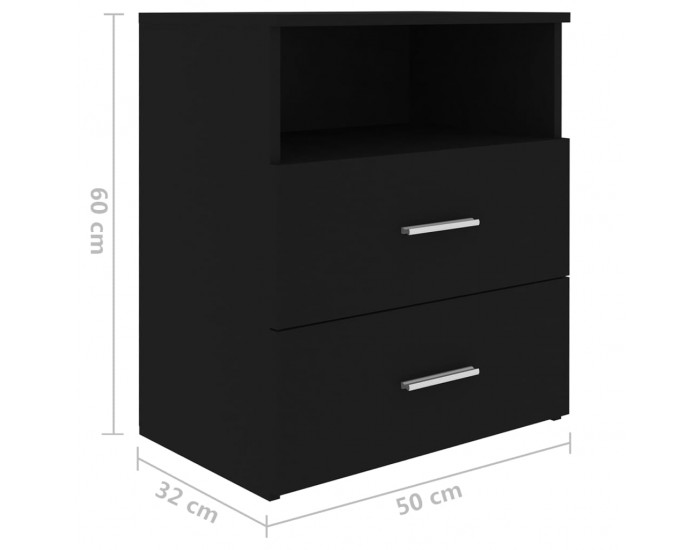 Sonata H Нощно шкафче, черно, 50x32x60 см