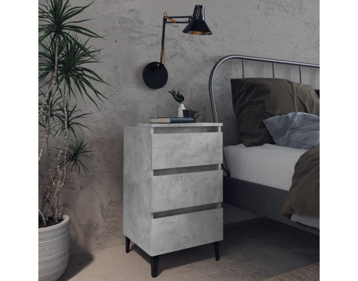 Sonata H Нощно шкафче с метални крака, бетонно сиво, 40x35x69 см