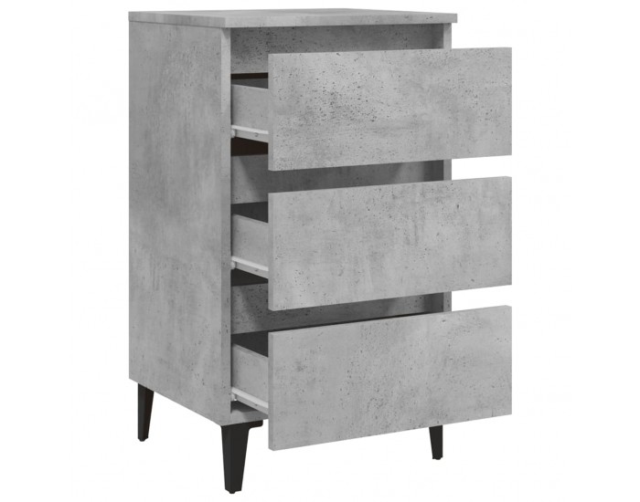 Sonata H Нощно шкафче с метални крака, бетонно сиво, 40x35x69 см