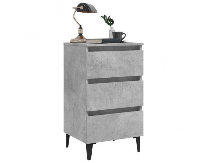 Sonata H Нощно шкафче с метални крака, бетонно сиво, 40x35x69 см