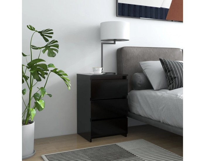 Sonata H Нощни шкафчета, 2 бр, черни, 40x35x62,5 см, инженерно дърво