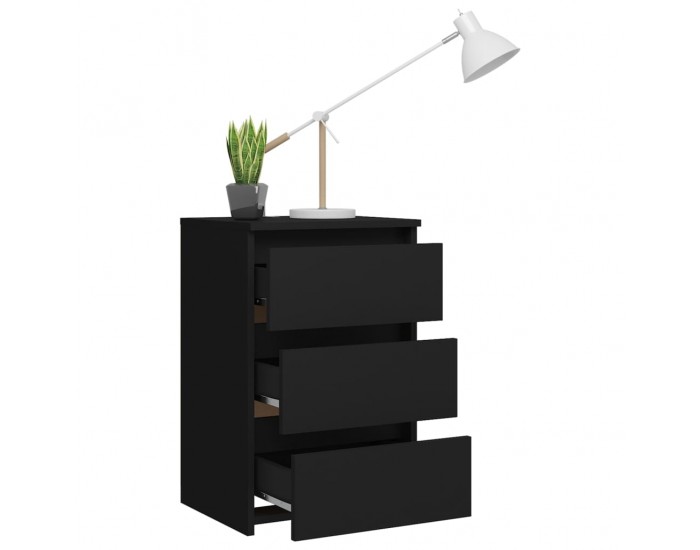 Sonata H Нощни шкафчета, 2 бр, черни, 40x35x62,5 см, инженерно дърво