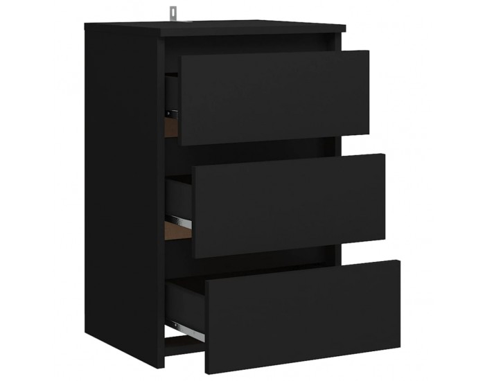 Sonata H Нощни шкафчета, 2 бр, черни, 40x35x62,5 см, инженерно дърво