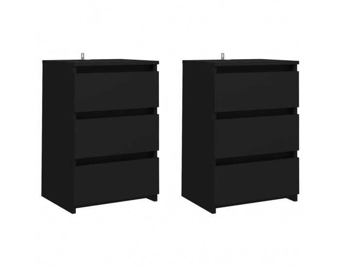 Sonata H Нощни шкафчета, 2 бр, черни, 40x35x62,5 см, инженерно дърво