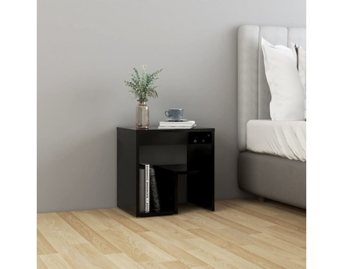 Sonata H Нощно шкафче, черно, 40x30x40 см, инженерно дърво