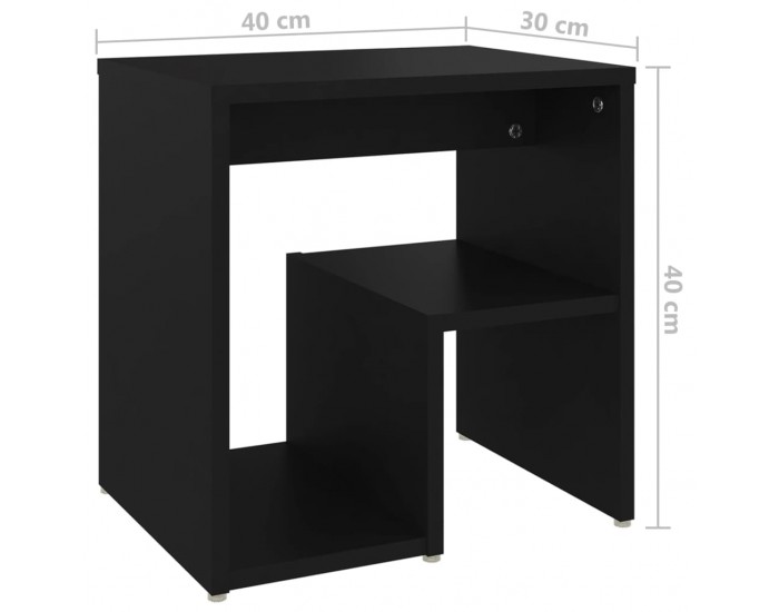 Sonata H Нощно шкафче, черно, 40x30x40 см, инженерно дърво