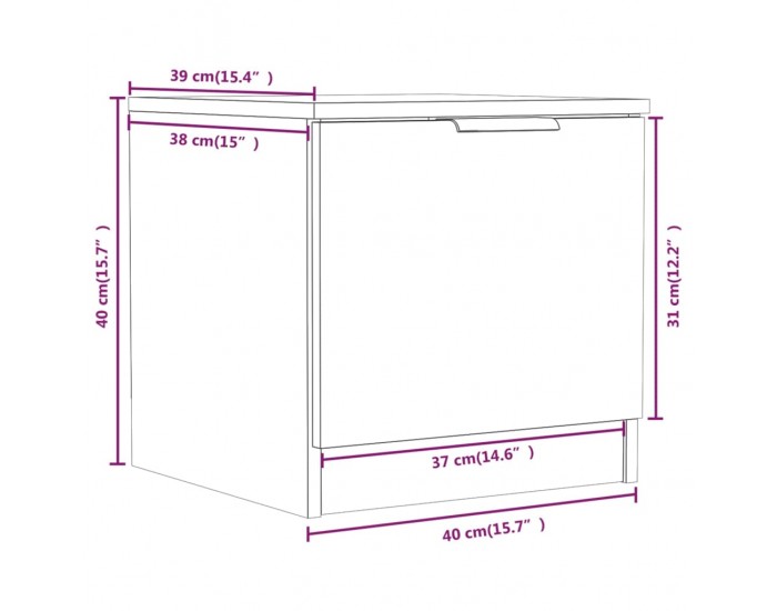 Sonata H Нощно шкафче, бетонно сиво, 40x39x40 см
