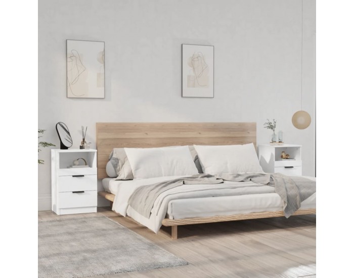 Sonata H Нощни шкафчета, 2 бр, бели, инженерно дърво