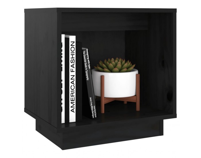 Sonata H Нощни шкафчета, 2 бр, черни, 40x30x40 см, борово дърво масив