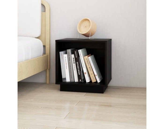 Sonata H Нощни шкафчета, 2 бр, черни, 40x30x40 см, борово дърво масив