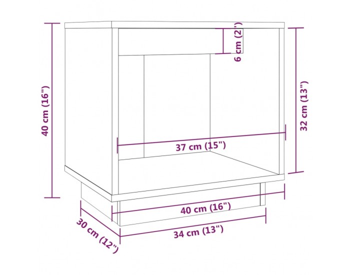 Sonata H Нощни шкафчета, 2 бр, черни, 40x30x40 см, борово дърво масив