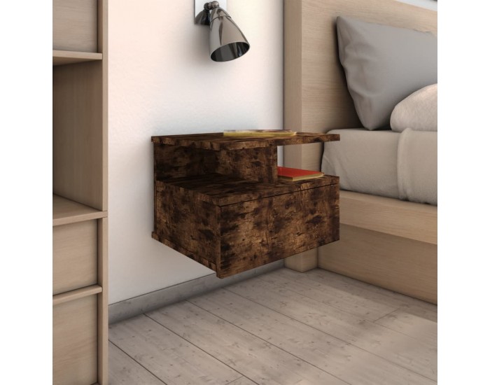 Sonata H Плаващо нощно шкафче, опушен дъб, 40x31x27 см, инженерно дърво Sonata H Плаващо нощно шкафче, опушен дъб, 40x31x27 см, инженерно дърво