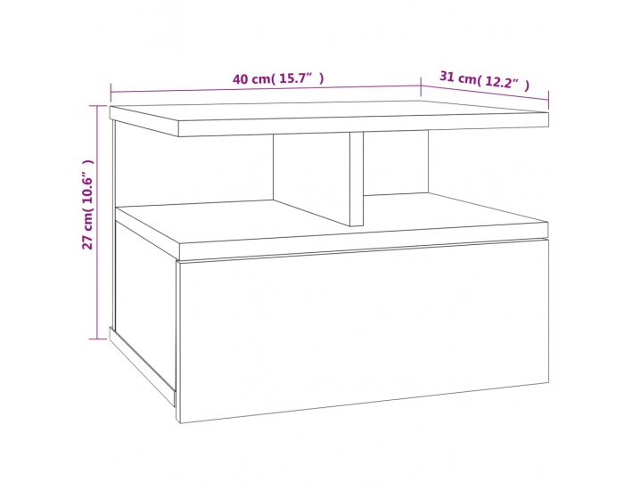 Sonata H Плаващо нощно шкафче, опушен дъб, 40x31x27 см, инженерно дърво Sonata H Плаващо нощно шкафче, опушен дъб, 40x31x27 см, инженерно дърво