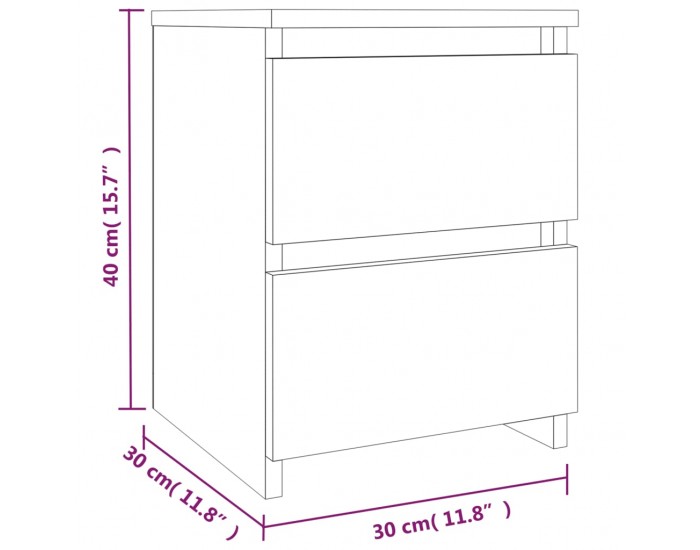Sonata H Нощно шкафче, опушен дъб, 30x30x40 см, инженерно дърво
