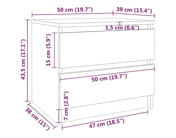 Sonata H Нощни шкафчета 2 бр опушен дъб 50x39x43,5 см инженерно дърво