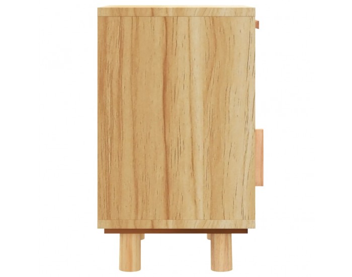 Sonata H Нощно шкафче, кафяво, борово дърво масив и естествен ратан