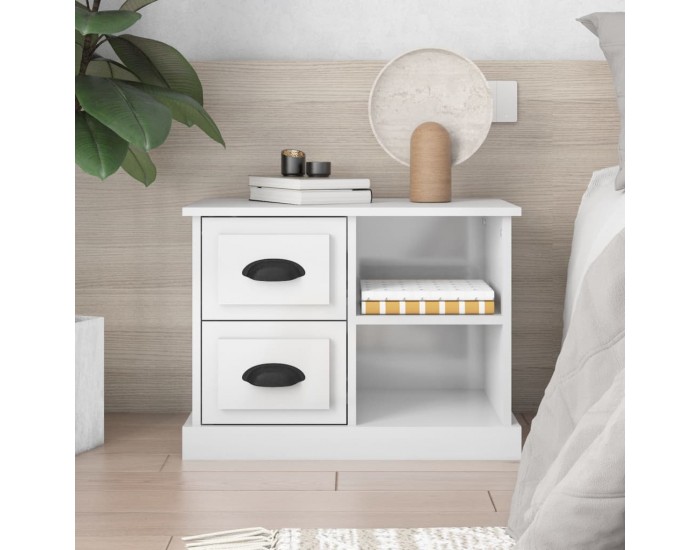 Sonata H Нощно шкафче, бял гланц, 60x35,5x45 см