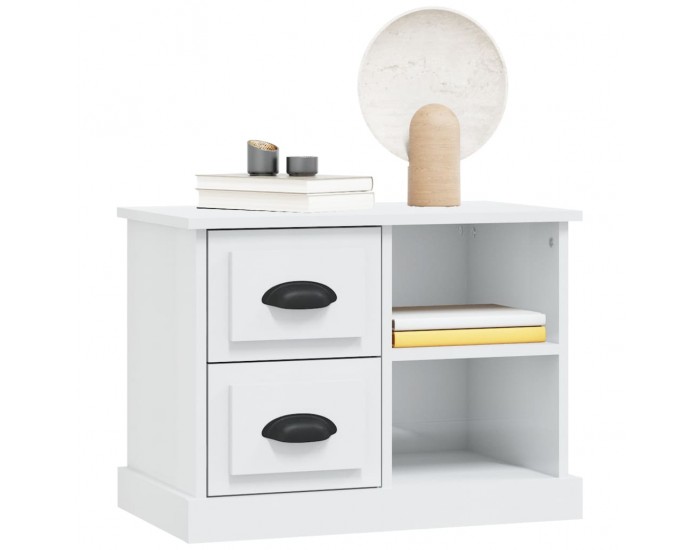 Sonata H Нощно шкафче, бял гланц, 60x35,5x45 см