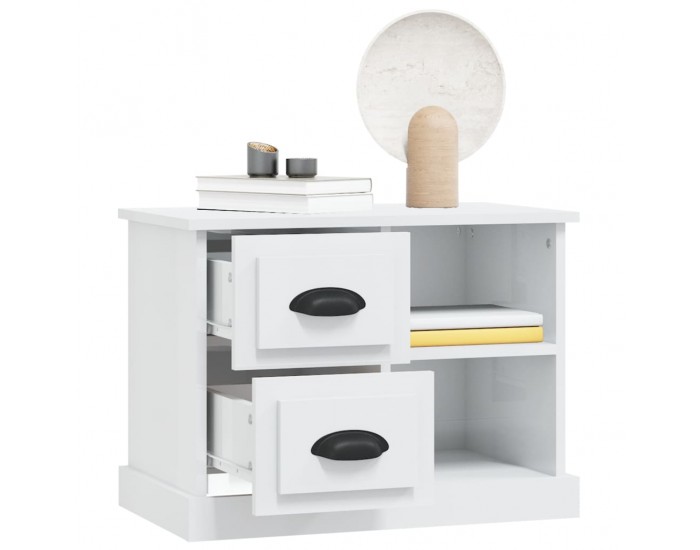 Sonata H Нощно шкафче, бял гланц, 60x35,5x45 см