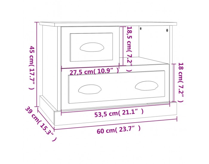 Sonata H Нощно шкафче, сив сонома, 60x39x45 см
