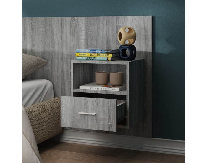 Sonata H Нощни шкафчета за стенен монтаж, 2 бр, сив сонома