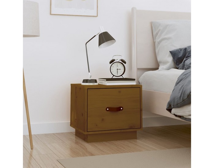 Sonata H Нощно шкафче, меденокафяво, 40x34x35 см, борово дърво масив